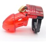 Red Plastic Chastity Cage with Adjustable Base Ring
