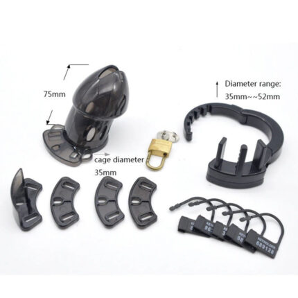 Black Plastic Chastity Cage With Adjustable Base Ring