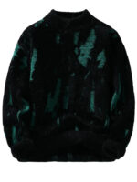 Commisely Abstract Black & White Knitted Sweater