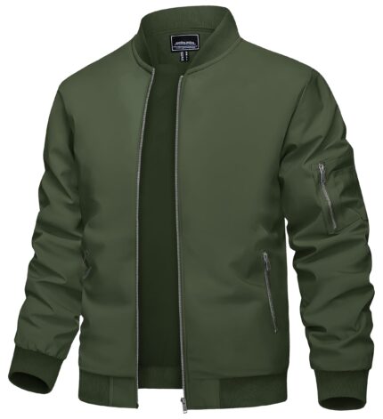 TACVASEN Men's Lightweight Windbreaker Bomber Jacket for Spring Fall Casual Wear