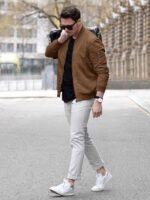 TACVASEN Men's Lightweight Casual Bomber Jacket Spring Fall Windbreaker Zip-Up Coat