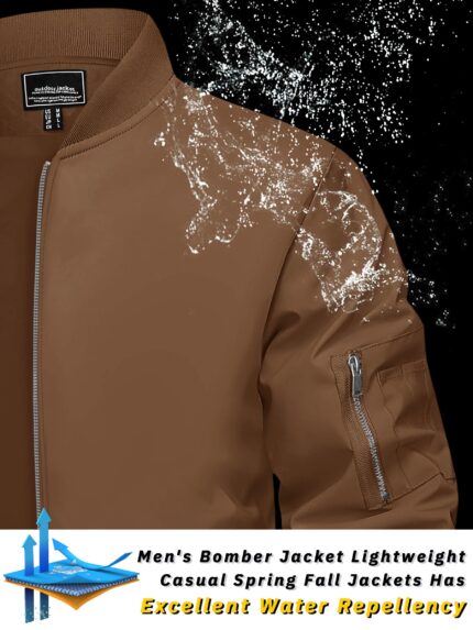 TACVASEN Men's Lightweight Casual Bomber Jacket Spring Fall Windbreaker Zip-Up Coat
