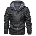 Plus Size Men's Winter PU Leather Bomber Jacket
