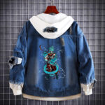 Custom Wukong Anime Denim Hoodie Jacket with Reversible Tapestry