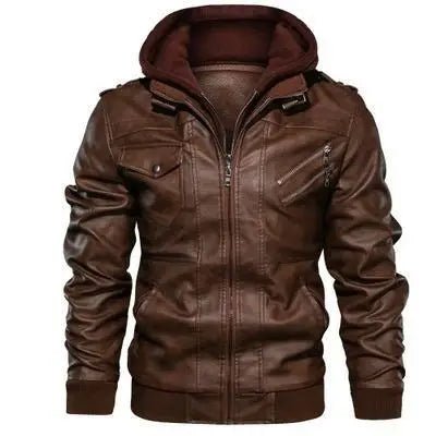 Plus Size Men's Winter PU Leather Bomber Jacket