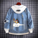 Custom Wukong Anime Denim Hoodie Jacket with Reversible Tapestry