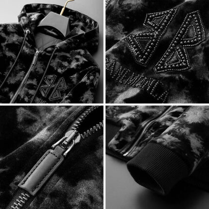 Printed Thick Hooded Velvet Winter Jacket for Men