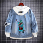 Custom Wukong Anime Denim Hoodie Jacket with Reversible Tapestry