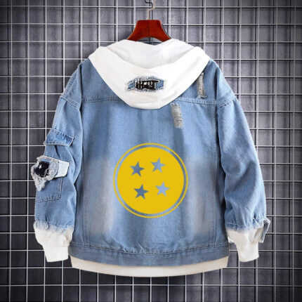 Custom Wukong Anime Denim Hoodie Jacket with Reversible Tapestry