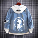 Custom Wukong Anime Denim Hoodie Jacket with Reversible Tapestry