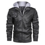 Plus Size Men's Winter PU Leather Bomber Jacket