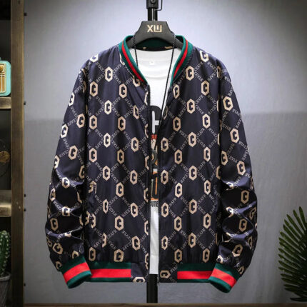 Men's Hooded Streetwear Casual Jacket with Bold Print