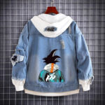Custom Wukong Anime Denim Hoodie Jacket with Reversible Tapestry