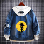 Custom Wukong Anime Denim Hoodie Jacket with Reversible Tapestry