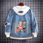 Custom Wukong Anime Denim Hoodie Jacket with Reversible Tapestry