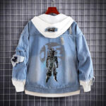 Custom Wukong Anime Denim Hoodie Jacket with Reversible Tapestry