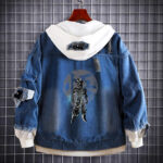 Custom Wukong Anime Denim Hoodie Jacket with Reversible Tapestry