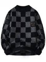 Commisely™ Monochrome Checkered Knit Sweater – Unisex Streetwear Vibe