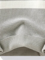 Cozy Waffle Knit Cream Gray Stripe Textured Sweater - Soft Cotton Blend