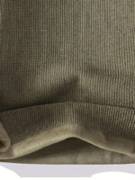 Commisely Men's Minimalist Embroidered Knit Sweater - Soft Cotton Blend, Olive Green