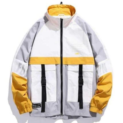 Streetwear Men Hip Hop Jacket Coat Ribbons Jacket