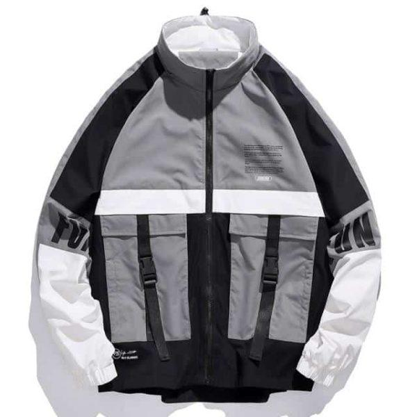 Streetwear Men Hip Hop Jacket Coat Ribbons Jacket
